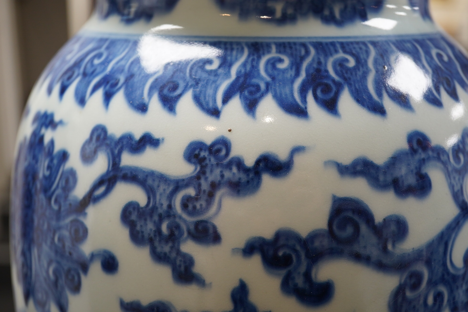 A large Chinese blue and white 'lotus' vase, late Qing dynasty